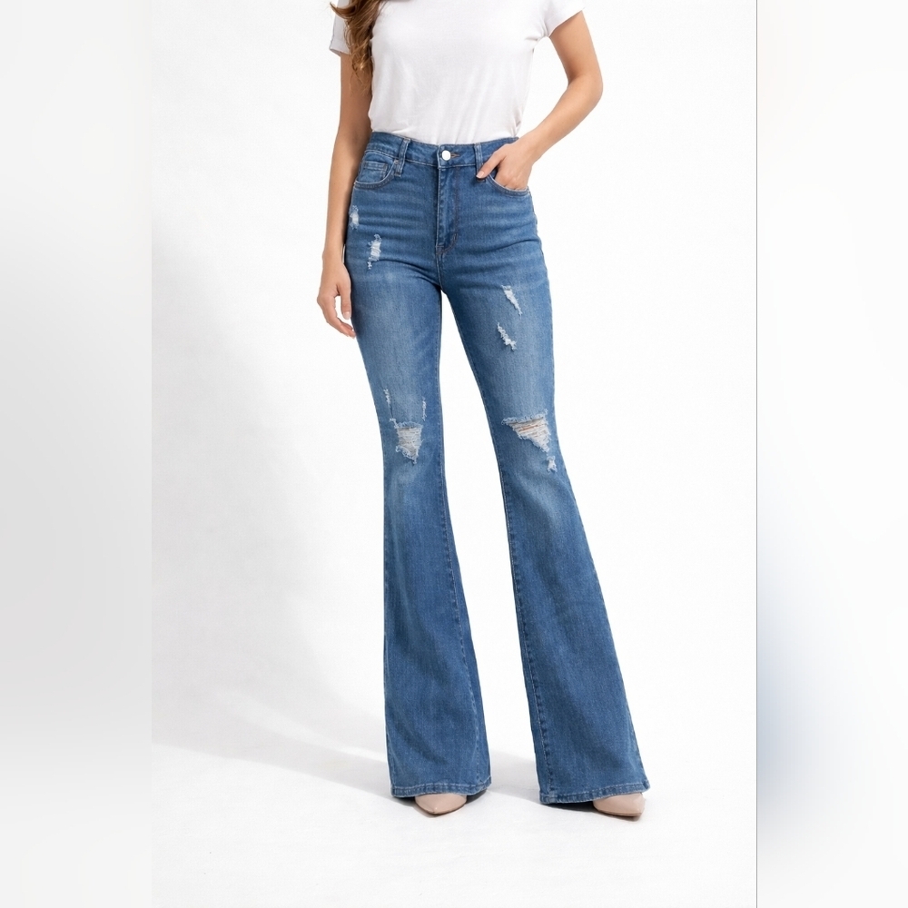 Song Women's Juniors NWT Blue Fit n Flare Jeans Size 5/27  Boho Retro Y2k Inspir
